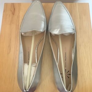 Silver leather flats